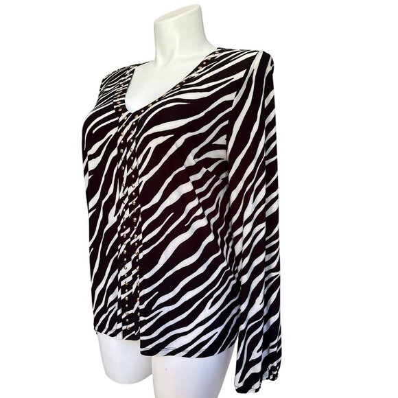 INC International Concepts Zebra Print Studded Top, Black White Women's Size XL - Picture 8 of 11